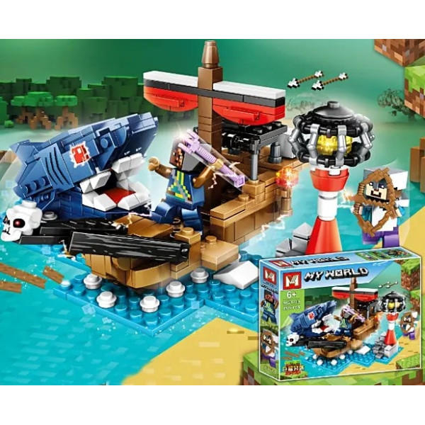 Конструктор  Minecraft Атака Мегалодона 450 дет Майнкрафт My World MG1219