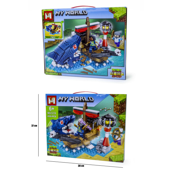Конструктор  Minecraft Атака Мегалодона 450 дет Майнкрафт My World MG1219
