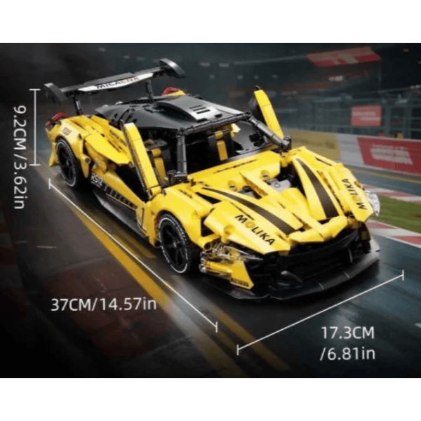 Конструктор спорткара на радіокеруванні з підсвіткою McLaren 720S Technic 1:14 1200 деталей жовтий