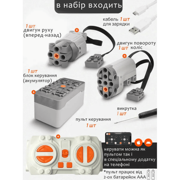 Комплект дистанційного керування для конструкторів моделей авто Cyber lambo і інших
