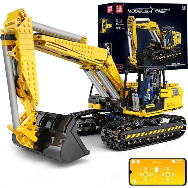 Конструктор Mould King Екскаватор на радіокеруванні 2169 деталей Technic 13112S жовтий