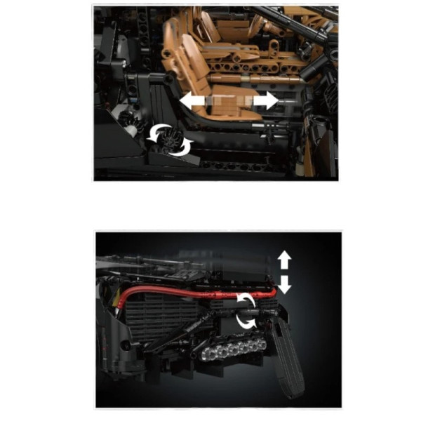 Конструктор Mould King Bugatti La Voiture Noire 1:8 на радіокеруванні 4688 деталей Technic 13163S чорний
