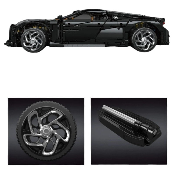 Конструктор Mould King Bugatti La Voiture Noire 1:8 на радіокеруванні 4688 деталей Technic 13163S чорний