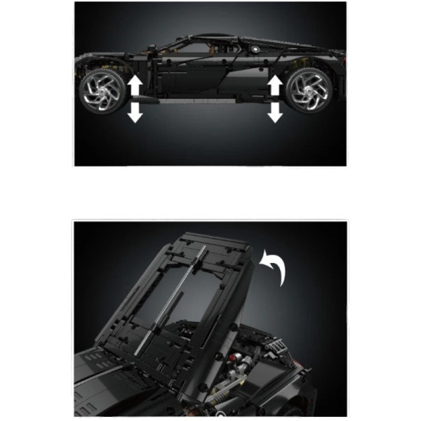 Конструктор Mould King Bugatti La Voiture Noire 1:8 на радіокеруванні 4688 деталей Technic 13163S чорний