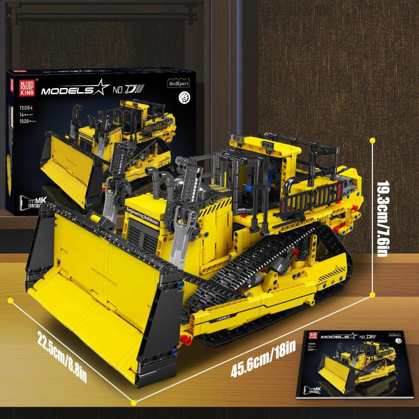 Конструктор Mould King D11 Бульдозер на радіокеруванні 1508 деталей Technic 15084 жовтий