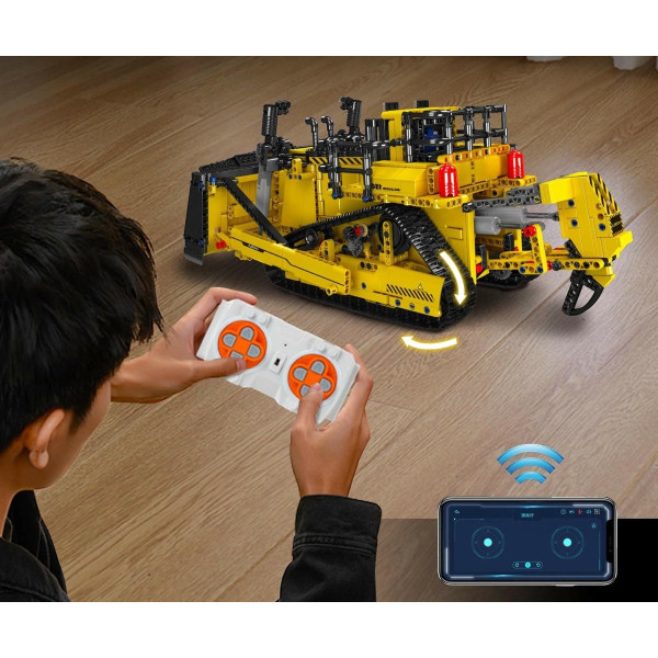 Конструктор Mould King D11 Бульдозер на радіокеруванні 1508 деталей Technic 15084 жовтий