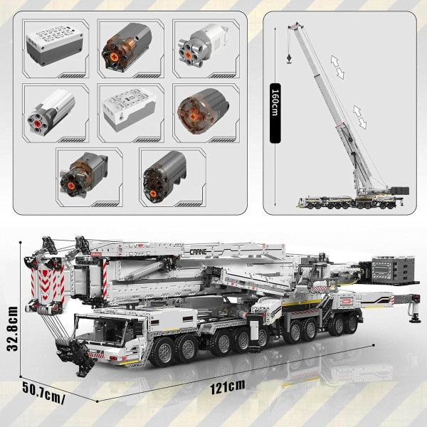 Конструктор Mould King Вантажний кран Liebherr LTM 11200 на радіокеруванні 8506 деталей Technic 17007 білий