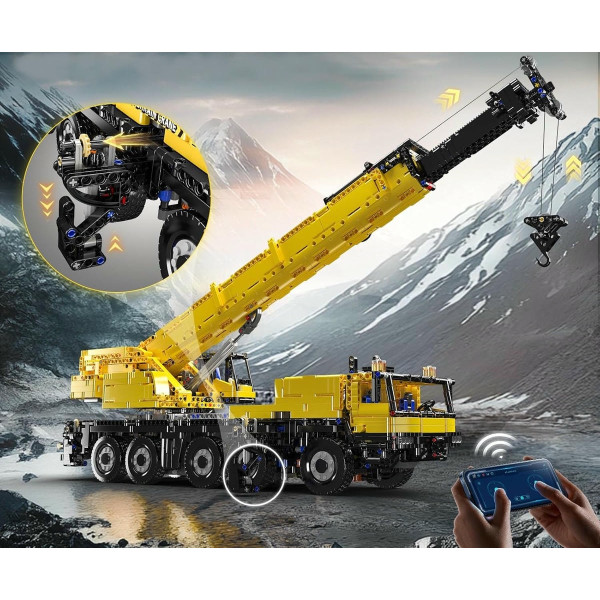 Конструктор Mould King Вантажний кран LTM 1110 на радіокеруванні 3218 деталей Technic 17073 жовтий
