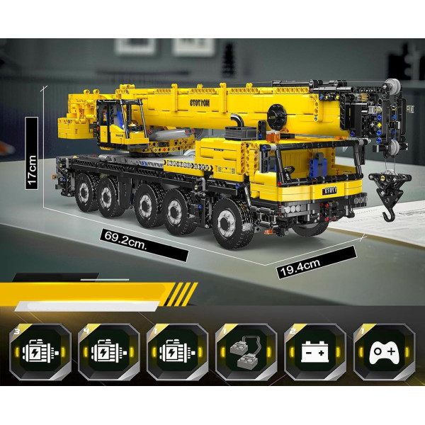 Конструктор Mould King Вантажний кран LTM 1110 на радіокеруванні 3218 деталей Technic 17073 жовтий