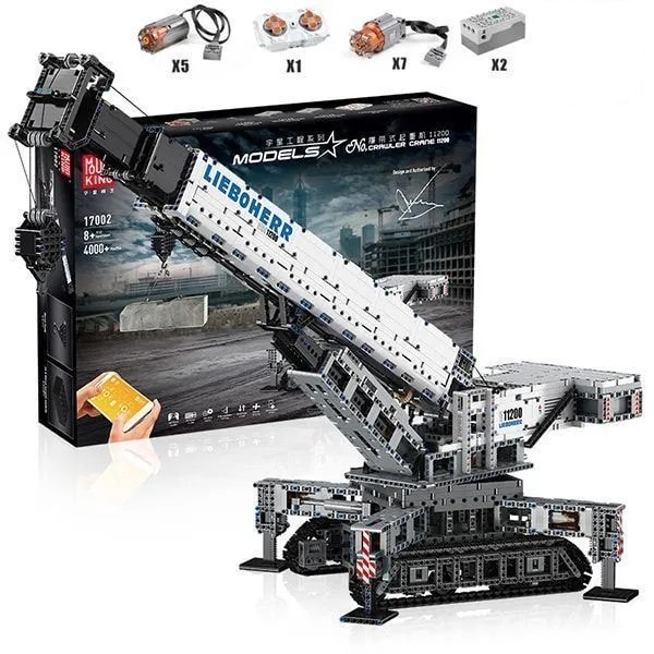 Конструктор Mould King Гусеничний кран Liebherr LTR 11200 на радіокеруванні 4000 деталей Technic 17002  білий