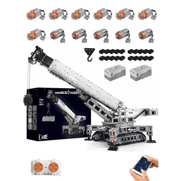 Конструктор Mould King Гусеничний кран Liebherr LTR 11200 на радіокеруванні 4000 деталей Technic 17002  білий