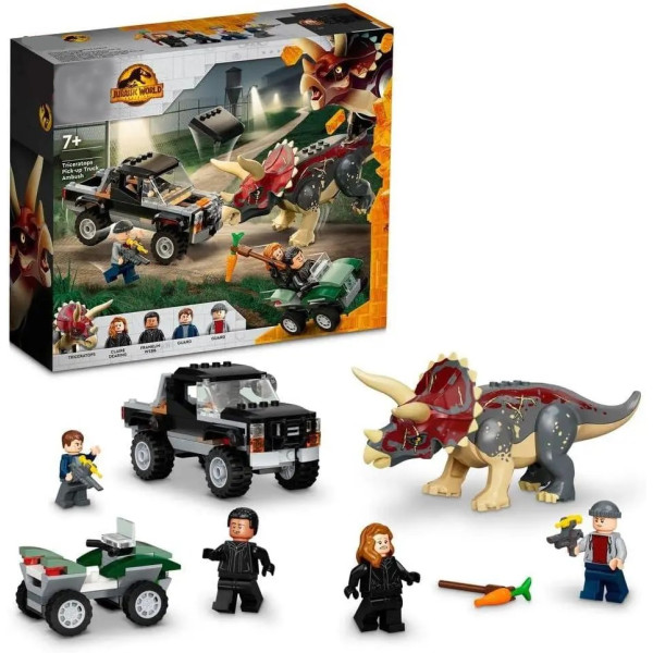 Конструктор Jurassic World 7015 Напад трицератопса на пікап 210 деталей Парк Юрського періоду