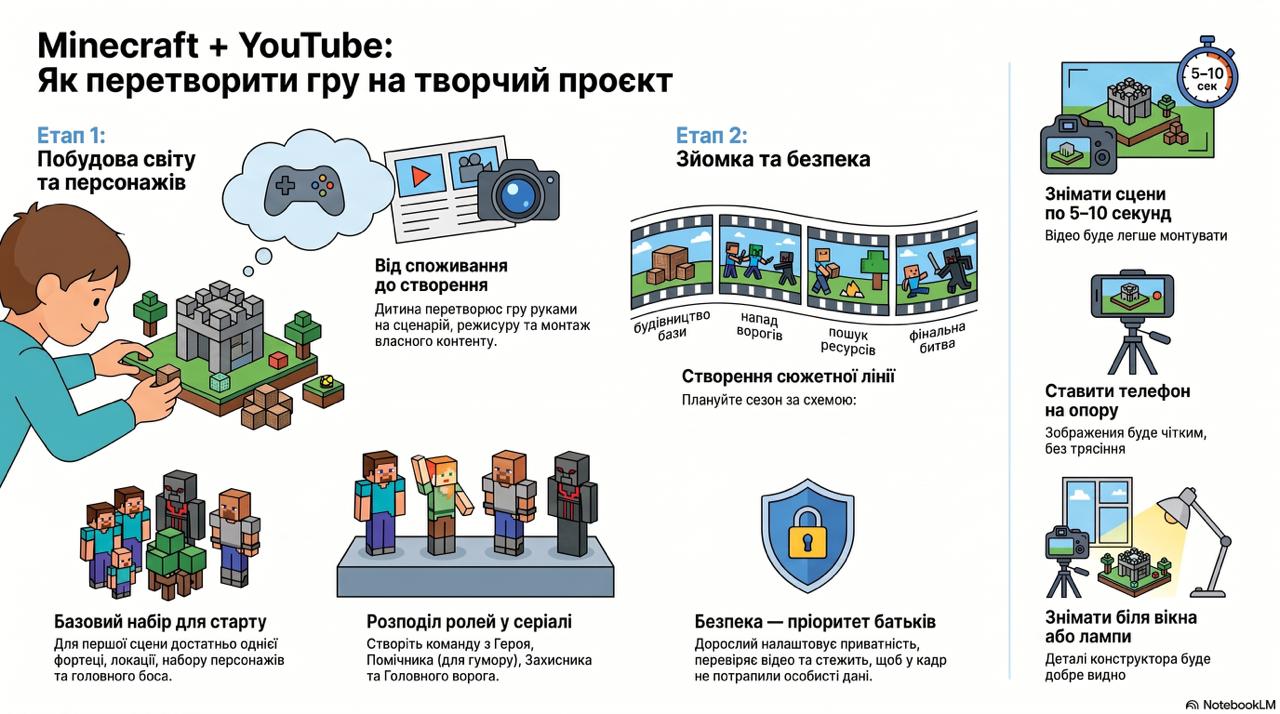 5 простих сценаріїв для дитячого YouTube-каналу Майнкрафт
